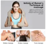 Aparat de masaj cervical, cu incalzire, infrarosu si bile, pentru umeri si gat, 24W, piele - imagine 4