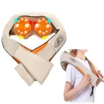 Aparat de masaj cervical, cu incalzire, infrarosu si bile, pentru umeri si gat, 24W, piele - imagine 2