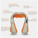 Aparat de masaj cervical, cu incalzire, infrarosu si bile, pentru umeri si gat, 24W, piele - imagine 3