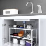 Etajera ajustabila cu doua rafturi, de pus sub chiuveta