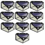 Set 10 x Lampa 100 LED cu panou solar, senzor de miscare