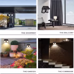 Lampa solara de perete dubla cu Senzor de miscare si 3 moduri iluminare - imagine 6