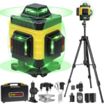 Nivela Laser 4D cu 16 Linii, Autonivelare, Telecomandă, Lumina Verde, Trepied 150 cm, Platformă de Ridicare