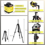 Nivela Laser 4D cu 16 Linii, Autonivelare, Telecomandă, Lumina Verde, Trepied 150 cm, Platformă de Ridicare - imagine 5