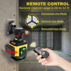 Nivela Laser 4D cu 16 Linii, Autonivelare, Telecomandă, Lumina Verde, Trepied 150 cm, Platformă de Ridicare - imagine 2