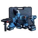 Trusa 4 Scule cu 3 Acumulatori 128V, Bormasina Impact, Polizor Unghiular, Ciocan Rotopercutor, Autofiletanta - imagine 2