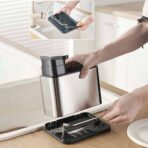Dozator sapun de bucatarie 3 in 1 , cu suport pentru burete si suport perie, pentru depozitare si organizare la chiuveta, Otel inoxidabil, 18.8x18x12.8 cm - imagine 8