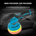 Aparat Polish Auto, 2 Acumulatori 36V, fara fir, portabil, 2500-5000 Rpm, 8 Viteze, Albastru/Negru - imagine 9