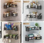 Set 2 rafturi de colt pentru baie sau bucatarie, cu suport pentru periuta si pasta de dinti - imagine 3