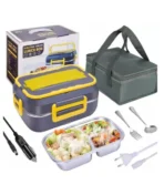 Cutie Electrica pentru Prânz, 1.5 Litri, din Oțel Inoxidabil, 220V/12V-24V, Ideala pentru Birou si Călătorii