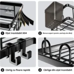 Set 2 rafturi de colt pentru baie sau bucatarie, cu suport pentru periuta si pasta de dinti - imagine 5