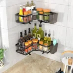 Set 2 rafturi de colt pentru baie sau bucatarie, cu suport pentru periuta si pasta de dinti - imagine 2