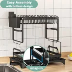 Scurgator vase, design auto-draining, organizator compact, negru, 42x30x29cm - imagine 10