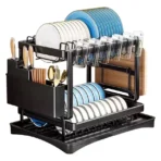 Scurgator vase, design auto-draining, organizator compact, negru, 42x30x29cm - imagine 11