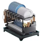 Scurgator vase, design auto-draining, organizator compact, negru, 42x30x29cm - imagine 12
