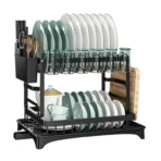 Scurgator vase, design auto-draining, organizator compact, negru, 42x30x29cm - imagine 13