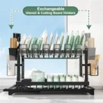 Scurgator vase, design auto-draining, organizator compact, negru, 42x30x29cm - imagine 5