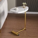 Masuta de cafea design nordic, cu blat alb si cadru metalic auriu , 40x30x60 cm