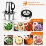 Tocator electric carne si legume, 4 lame inox, 2 viteze, capacitate mare, bol inox - imagine 3